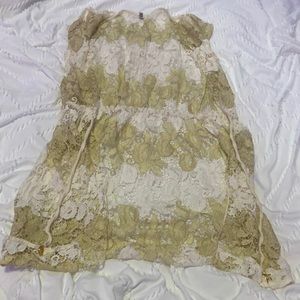 luli fama gold and white bathing suit cover up